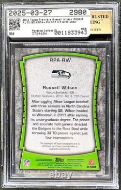 Russell Wilson 2012 Topps Rookie Premiere Auto /90 RC Seahawks BGS 9.5 Auto 10