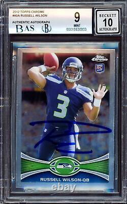 Russell Wilson Autographed 2012 Topps Chrome Rc Bgs 9 Gem 10 Auto Beckett