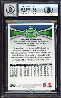 Russell Wilson Autographed 2012 Topps Chrome Rc Bgs 9 Gem 10 Auto Beckett