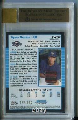 Ryan Braun 2005 Bowman Chrome Refractor AUTO AUTOGRAPH RC ROOKIE BGS 9.5/10! MVP