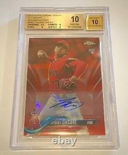 SHOHEI OHTANI Pristine BGS 10 2018 Topps Chrome Update RED REFRACTOR #/5 Auto RC