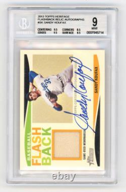 Sandy Koufax 2013 Topps Heritage Flashback GU Relic AUTOGRAPH BGS 9/10 BOLD AUTO