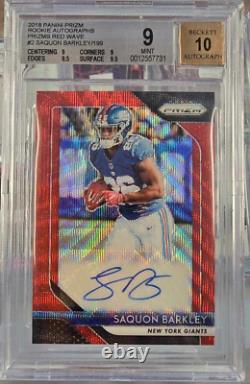 Saquon Barkley 2018 Prizm Red Wave Rookie Rc Autograph Auto 135/199 Bgs 9