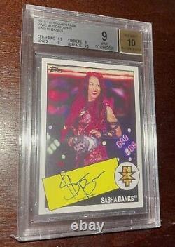 Sasha Banks Wwe 2015 Topps Heritage Rc Nxt On-card Autograph Bgs 9 / Auto 10