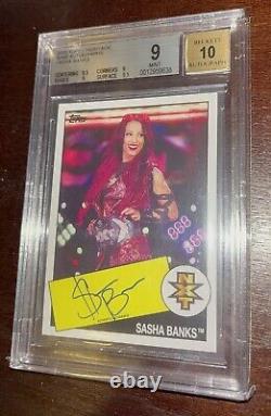 Sasha Banks Wwe 2015 Topps Heritage Rc Nxt On-card Autograph Bgs 9 / Auto 10