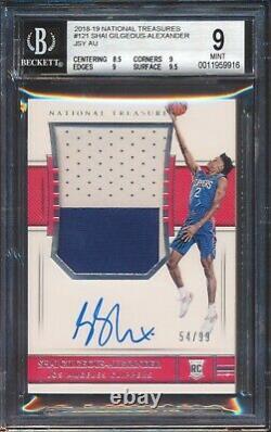 Shai Gilgeous-Alexander 2018 National Treasures RPA RC PATCH AUTO /99 BGS 9/10