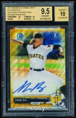 Shane Baz 2017 Bowman Chrome Gold Refractor RC Auto /50 Rookie Autograph BGS 9.5