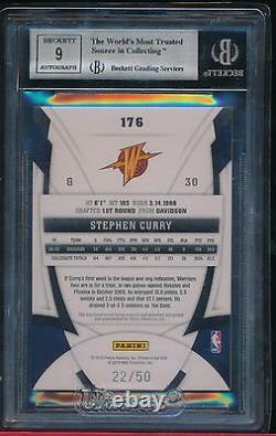 Stephen Curry 2009-10 Certified Mirror Blue Auto Rookie Rc #d/50 Sp Bgs 9 Mint