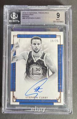 Stephen Curry 2016/17 National Treasures Autograph Sp #19/25 Bgs 9 Mint 10 Auto