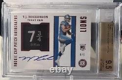 TJ Hockenson-2019 Panini Encased Ruby Rookie Cap Patch 4/9 RC Auto-BGS 9.5 GEM