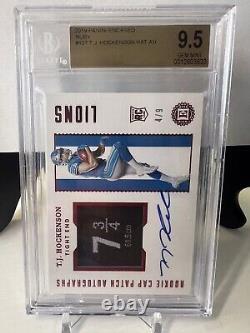 TJ Hockenson-2019 Panini Encased Ruby Rookie Cap Patch 4/9 RC Auto-BGS 9.5 GEM