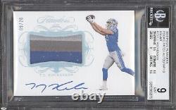 Tj Hockenson Bgs 9 2019 Flawless #15 Rookie Patch Autograph Silver Auto /20 Rc
