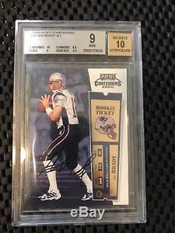 Tom Brady 2000 Contenders Rookie Ticket Auto Rc Bgs 9/10 Mint Strong Subs Mint