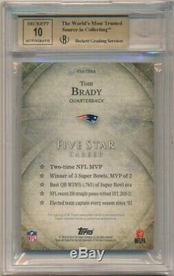 Tom Brady 2014 Topps Five Star On Card Autograph Patriots Auto Sp Bgs 9.5 Gem 10