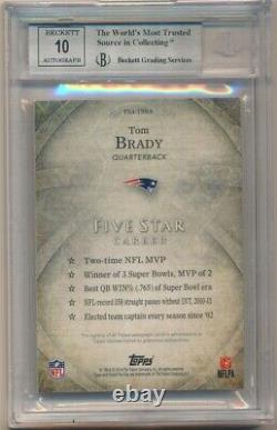 Tom Brady 2014 Topps Five Star Rainbow Autograph Sp Auto #01/25 Bgs 9 Mint 10
