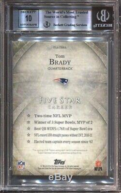 Tom Brady Bgs 9 2014 Topps Five Star Auto Autograph Patriots On Card Mint 8704