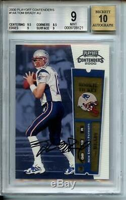 Tom Brady Rookie Auto 2000 Playoff Contenders Autograph #144 BGS 9 Mint with 9.5