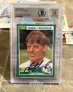 Troy Aikman? 1989 Score ROOKIE CARD RC AUTOGRAPH AUTO BGS 10 COWBOYS