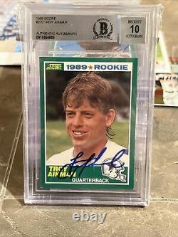 Troy Aikman? 1989 Score ROOKIE CARD RC AUTOGRAPH AUTO BGS 10 COWBOYS