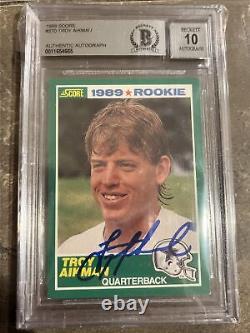 Troy Aikman? 1989 Score ROOKIE CARD RC AUTOGRAPH AUTO BGS 10 COWBOYS