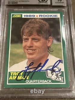 Troy Aikman? 1989 Score ROOKIE CARD RC AUTOGRAPH AUTO BGS 10 COWBOYS