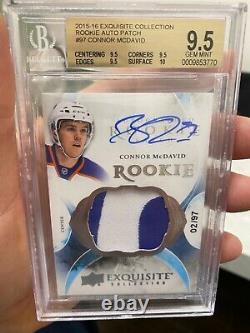 True Gem Bgs 9.5 With 10 Auto Exquisite Collection Jersey Connor Mcdavid 2015 Rc