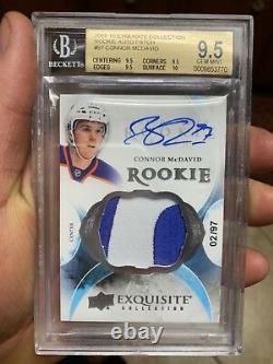 True Gem Bgs 9.5 With 10 Auto Exquisite Collection Jersey Connor Mcdavid 2015 Rc