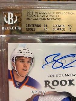 True Gem Bgs 9.5 With 10 Auto Exquisite Collection Jersey Connor Mcdavid 2015 Rc