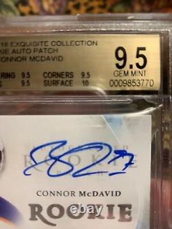 True Gem Bgs 9.5 With 10 Auto Exquisite Collection Jersey Connor Mcdavid 2015 Rc