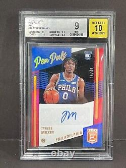 Tyrese Maxey 2020 Elite PEN PALS RED #/49 Rookie Autograph BGS 9 Auto 10 Sixers